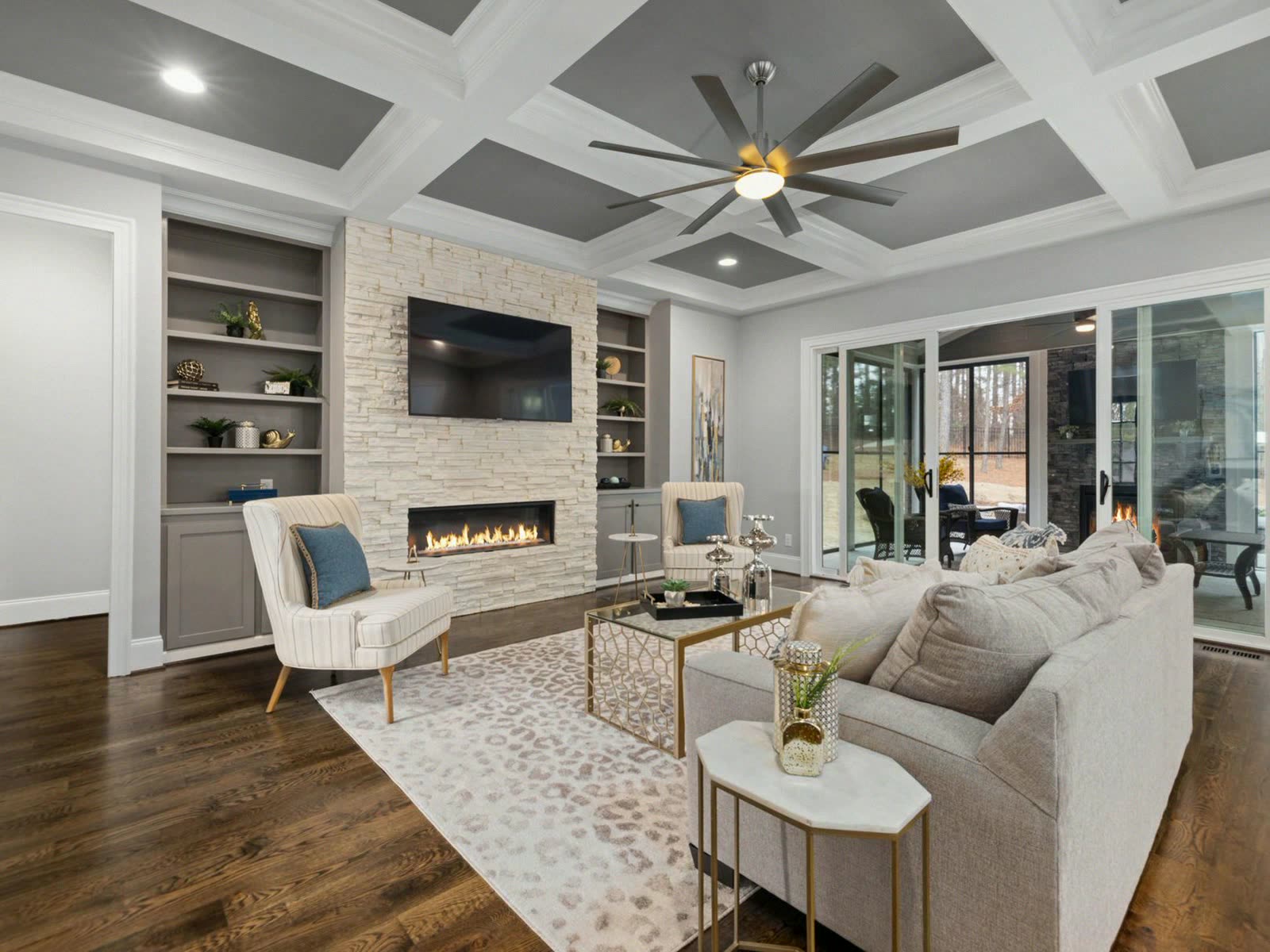 Coffered ceiling and wainscot in Cotuit